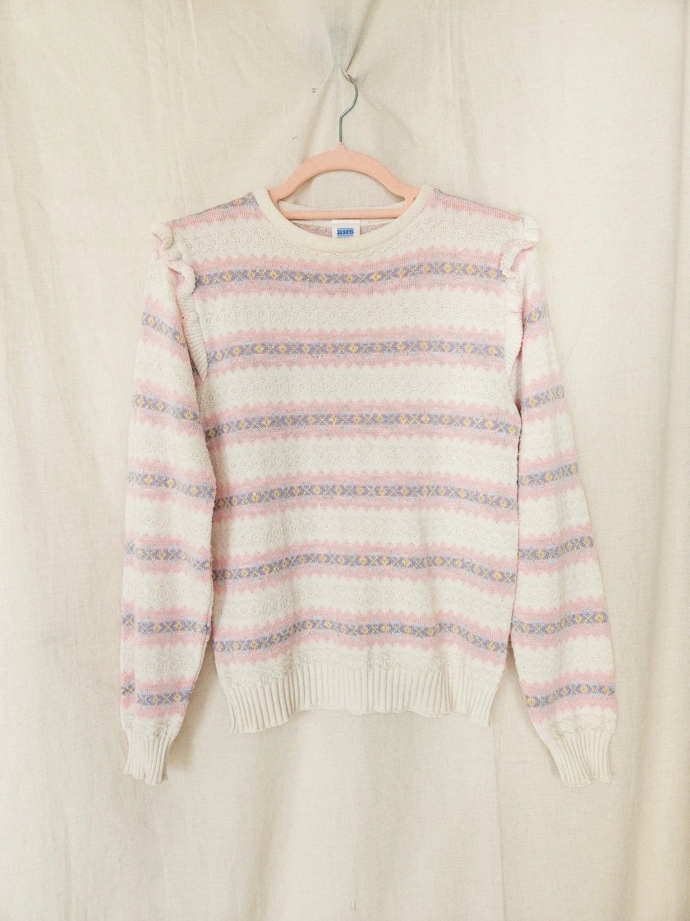 Suze - vintage trui met ruffles | M