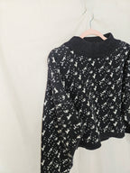 Elske - cropped zwarte vintage trui met col | M