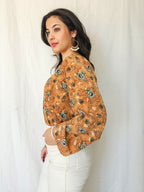 Bo - brown vintage blouse with floral print | S