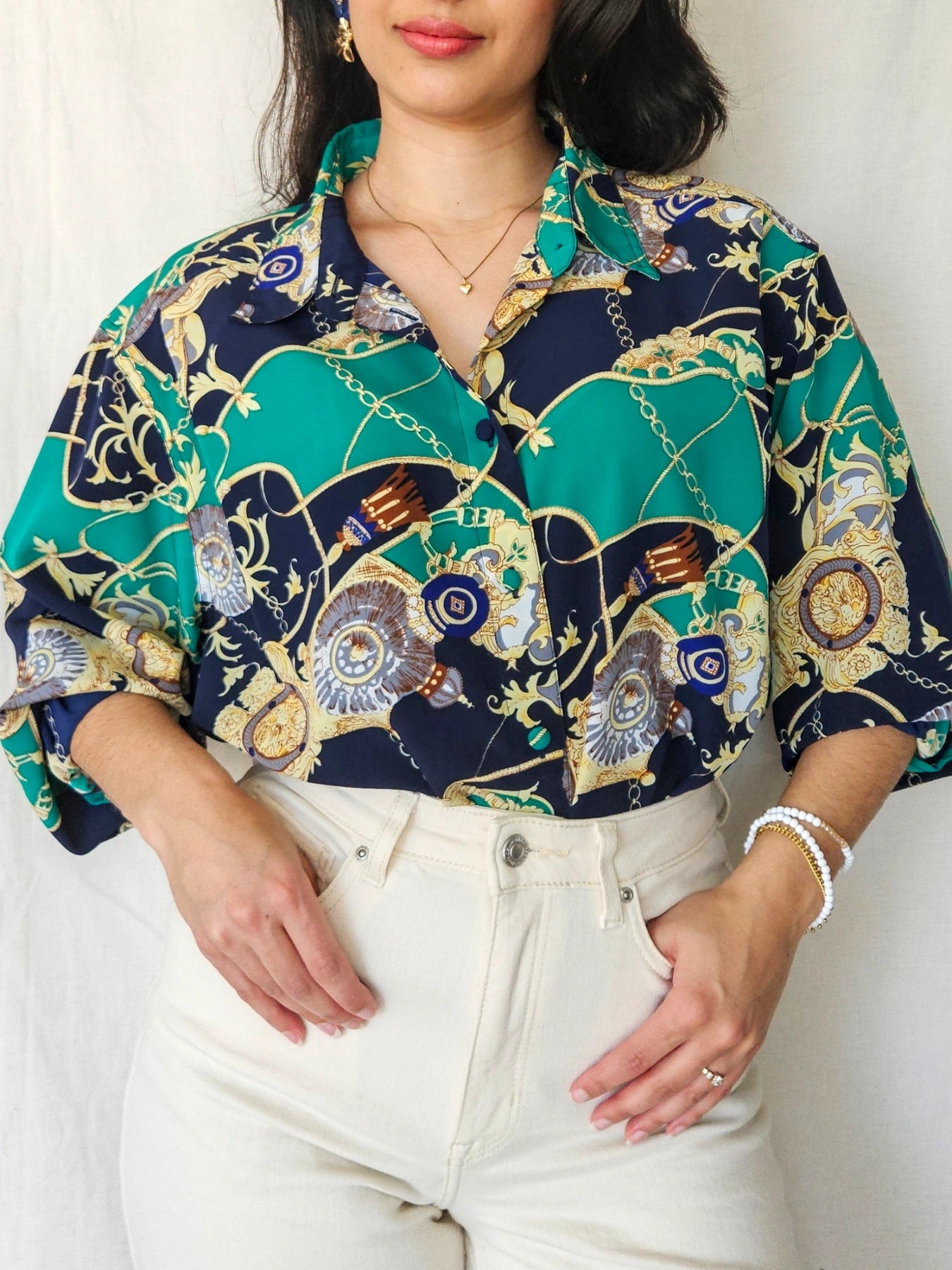 Livia - vintage baroque print blouse | XXL