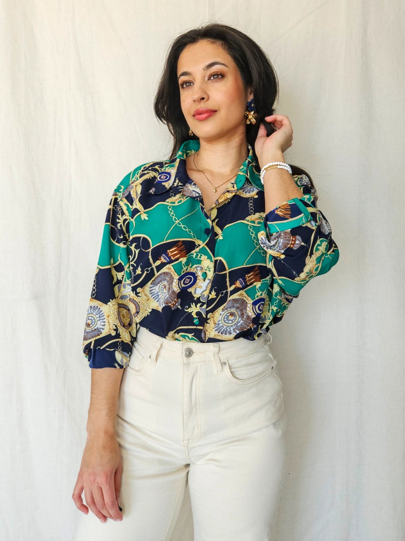 Livia - vintage baroque print blouse | XXL