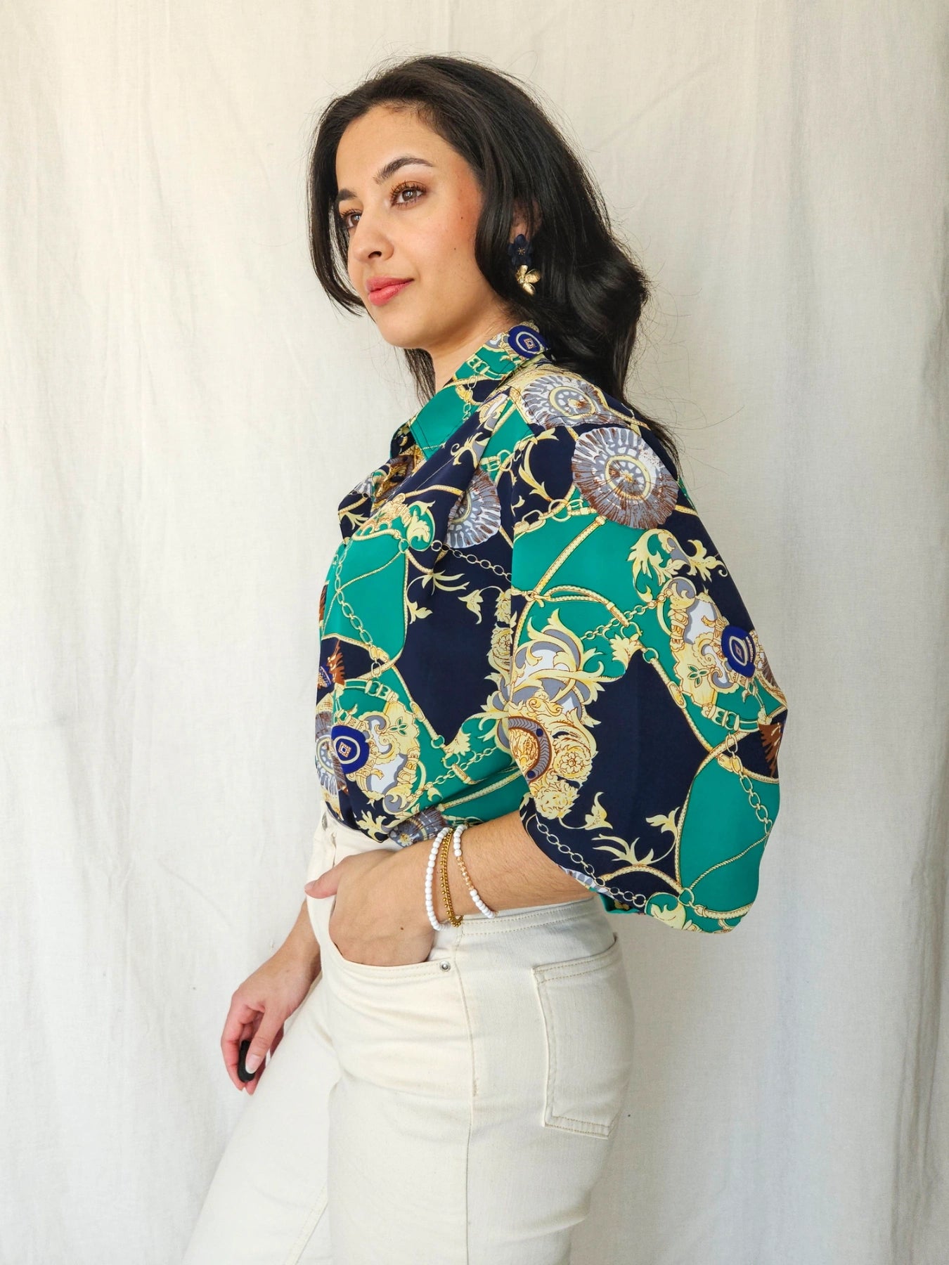 Livia - vintage baroque print blouse | XXL