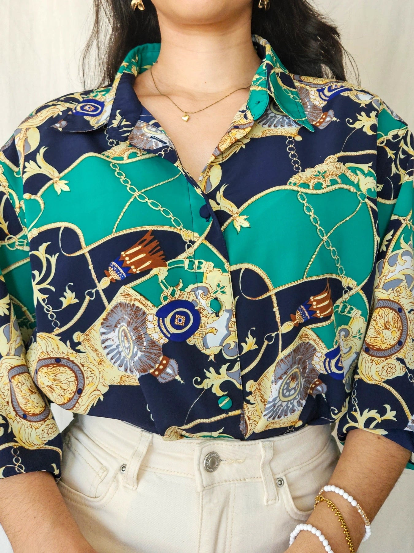 Livia - vintage baroque print blouse | XXL