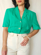 Betty - dark green vintage top, linen | L