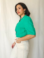 Betty - dark green vintage top, linen | L