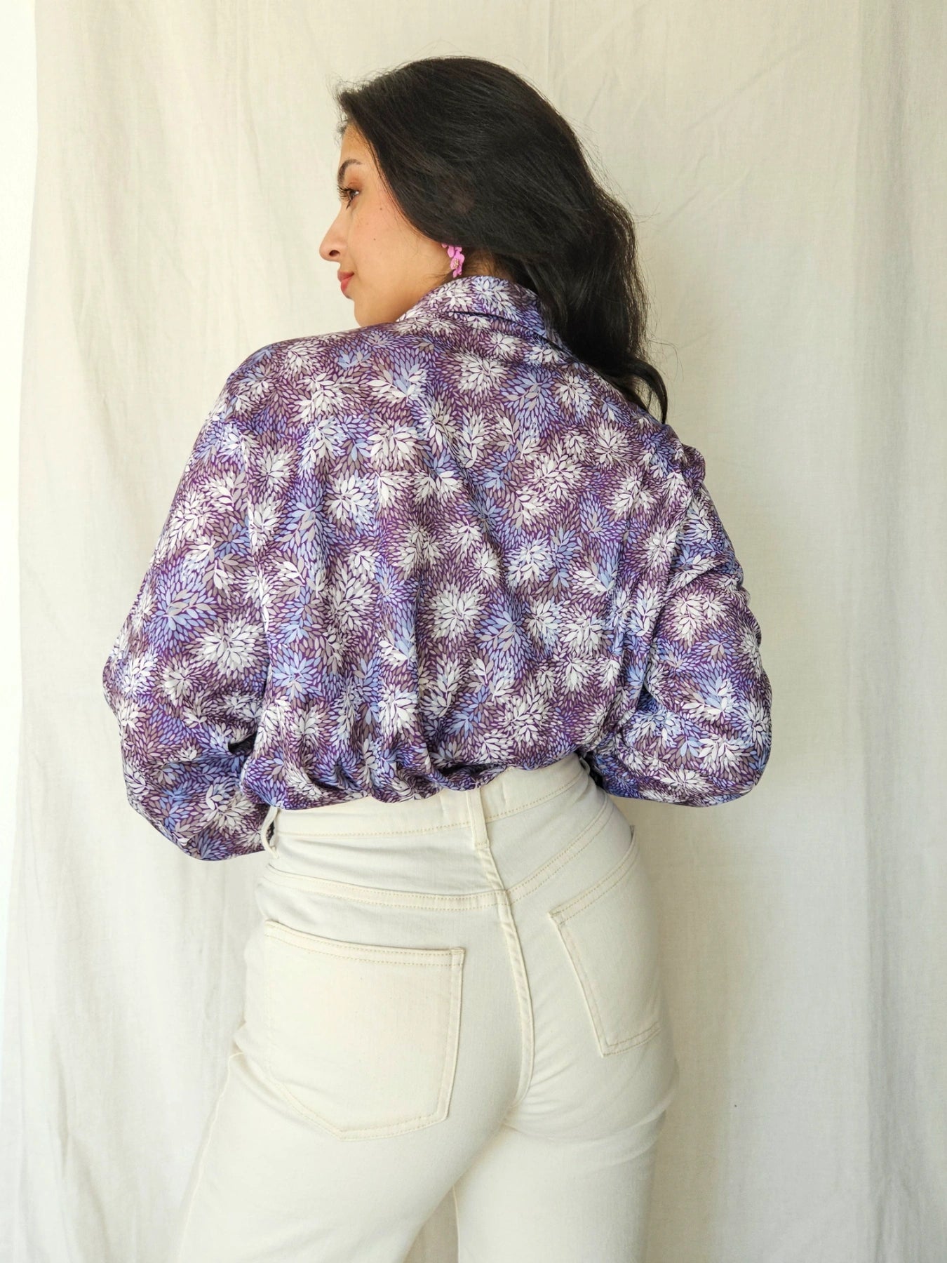 Lux - vintage blouse with purple print | XXL