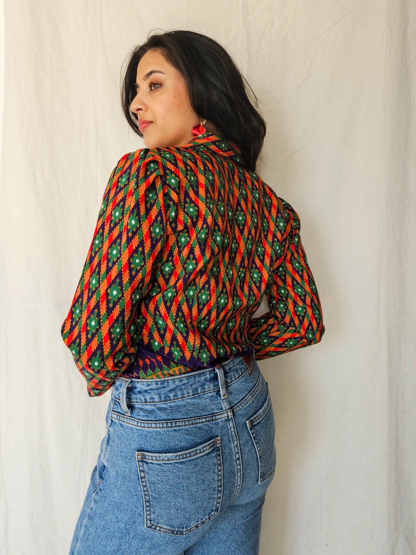 Lyra - vintage blouse with colored print | XS/S
