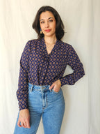Bente - dark blue vintage blouse | XS/S