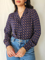 Bente - dark blue vintage blouse | XS/S