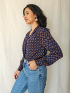 Bente - dark blue vintage blouse | XS/S