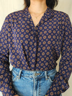 Bente - dark blue vintage blouse | XS/S