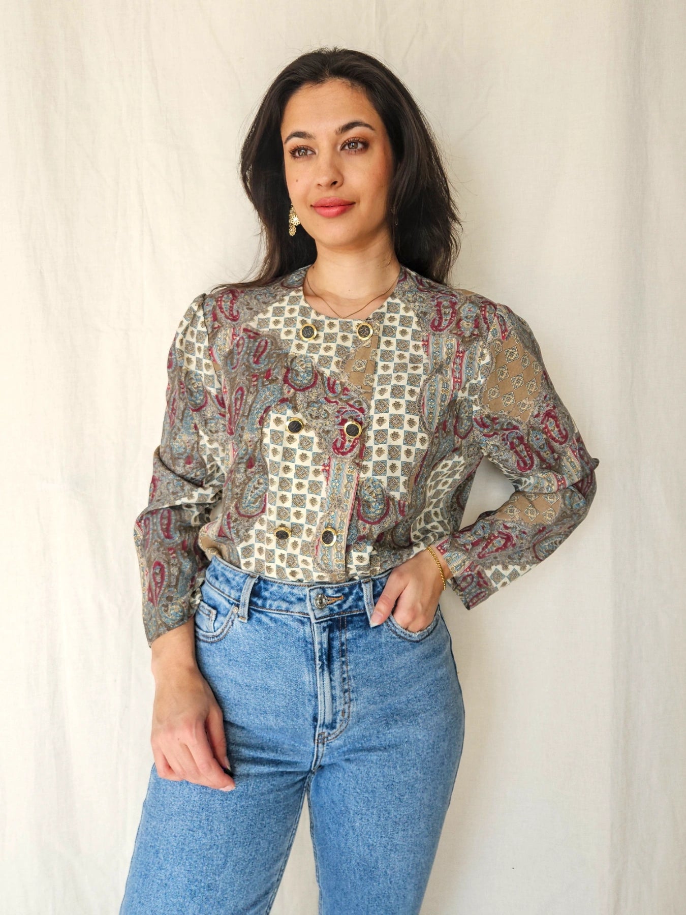 Mina - Vintage blouse with unique prints | M