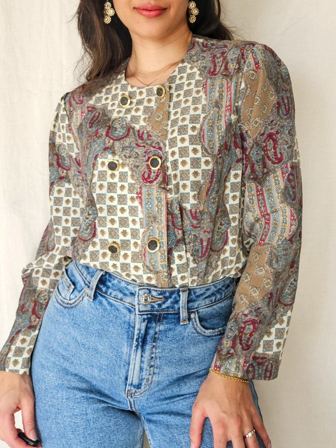 Mina - Vintage blouse with unique prints | M