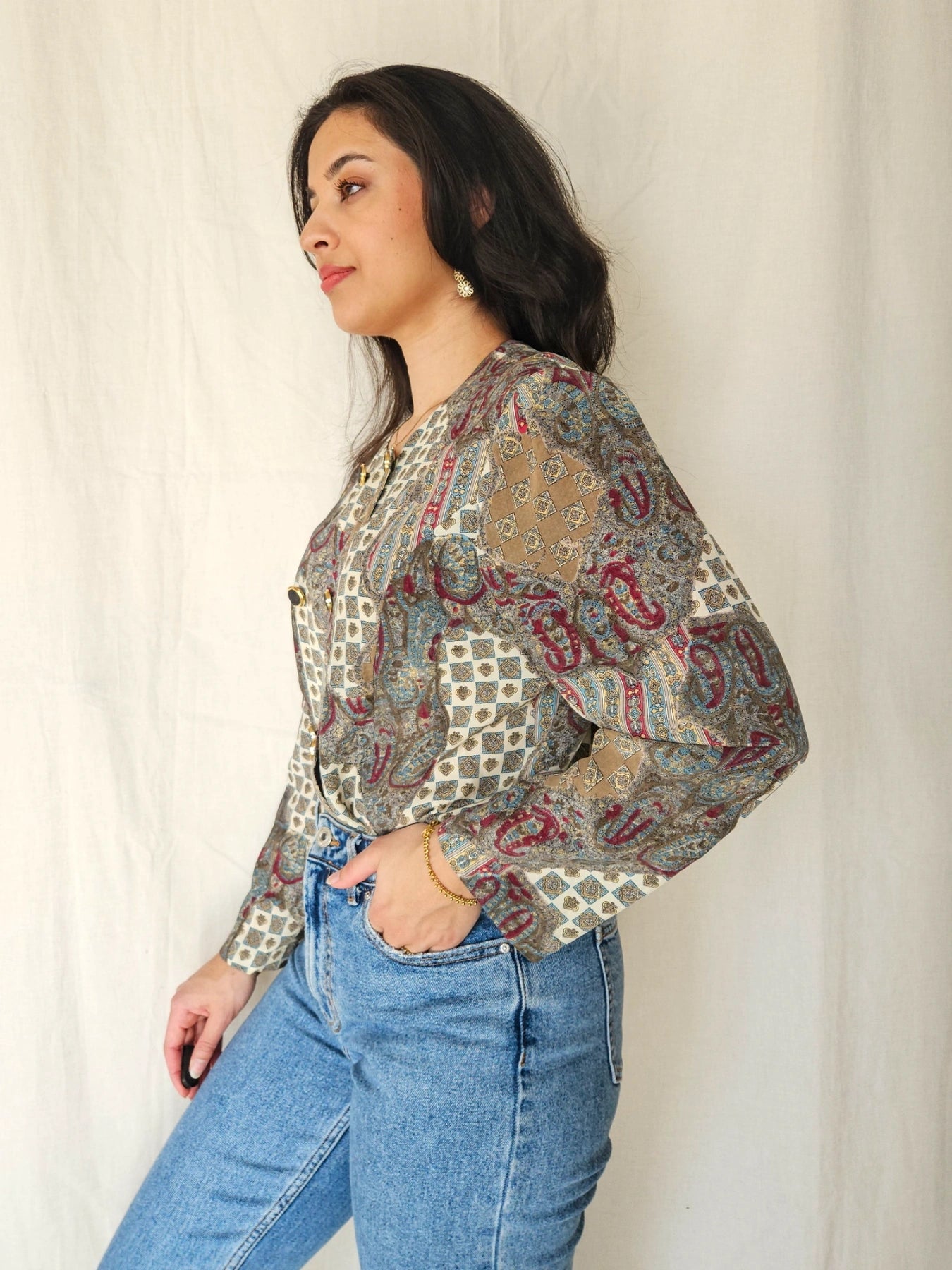 Mina - Vintage blouse with unique prints | M