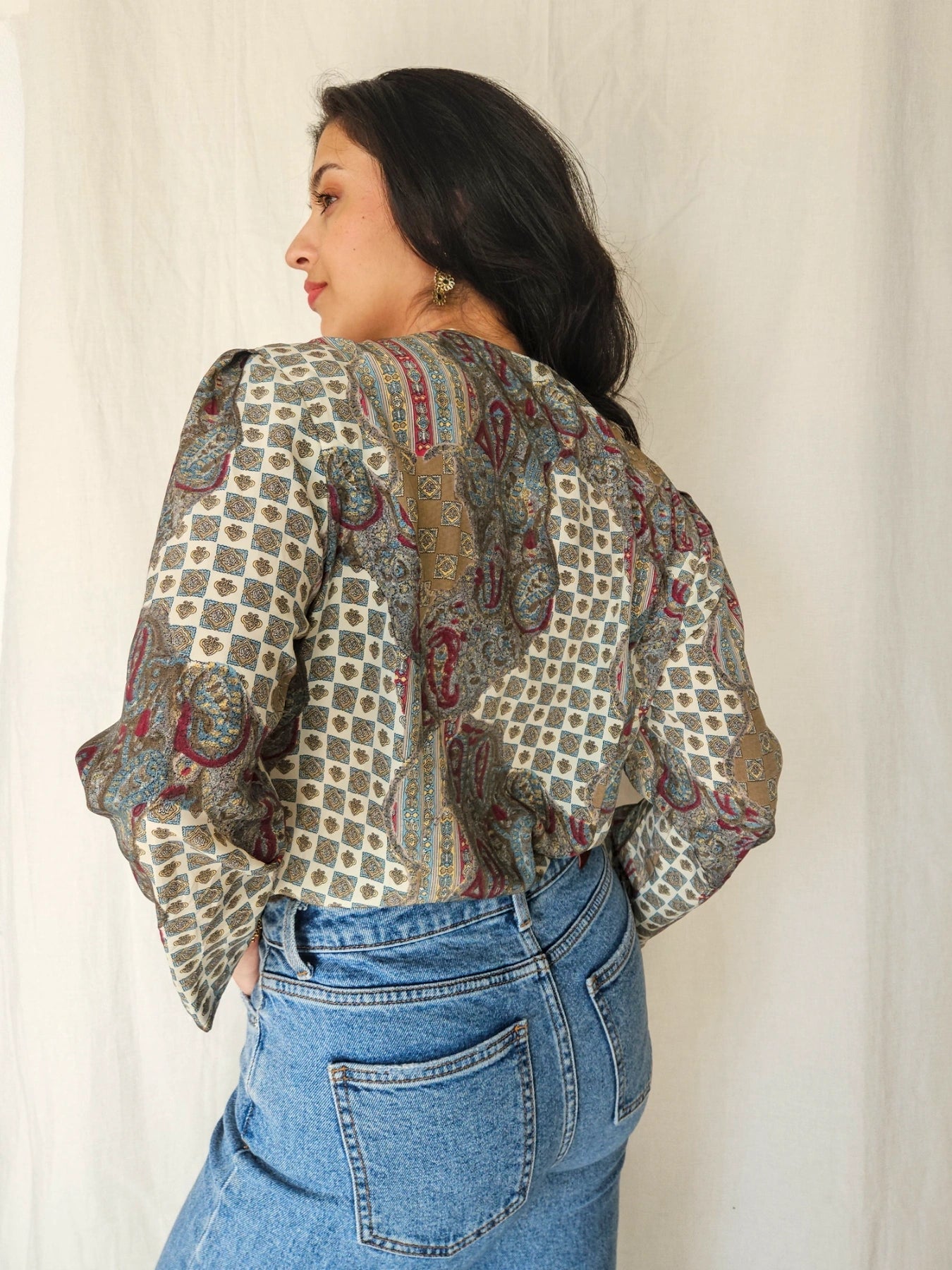 Mina - Vintage blouse with unique prints | M