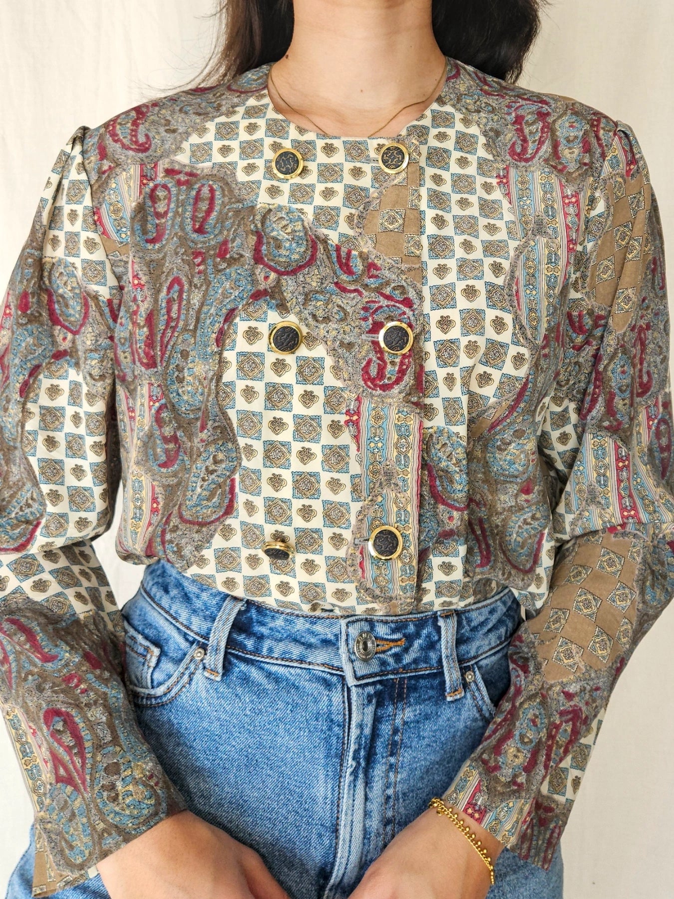 Mina - Vintage blouse with unique prints | M