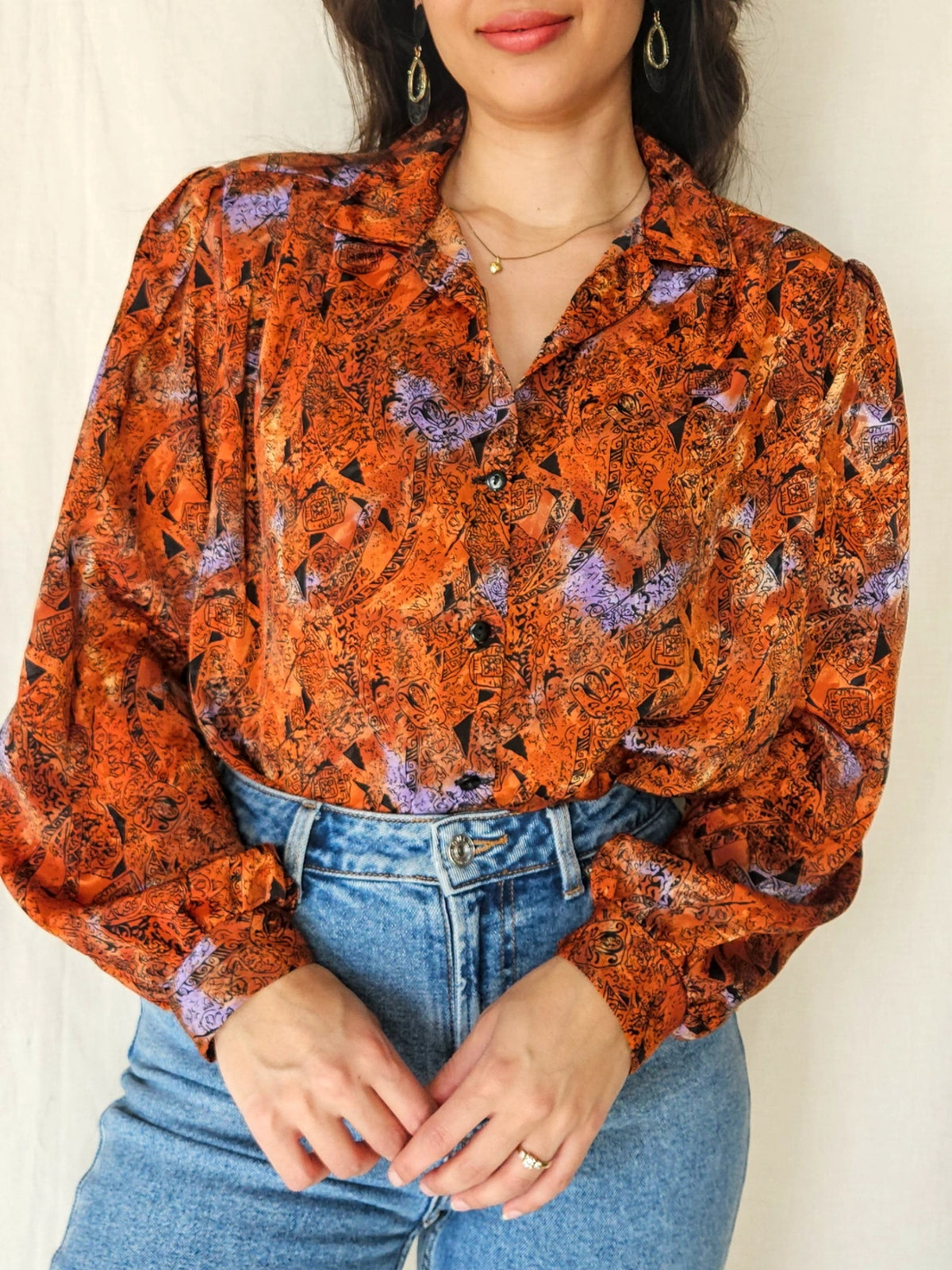 Birdy - dark orange vintage blouse | M