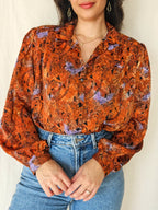 Birdy - dark orange vintage blouse | M