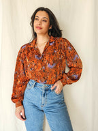 Birdy - dark orange vintage blouse | M