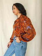 Birdy - dark orange vintage blouse | M