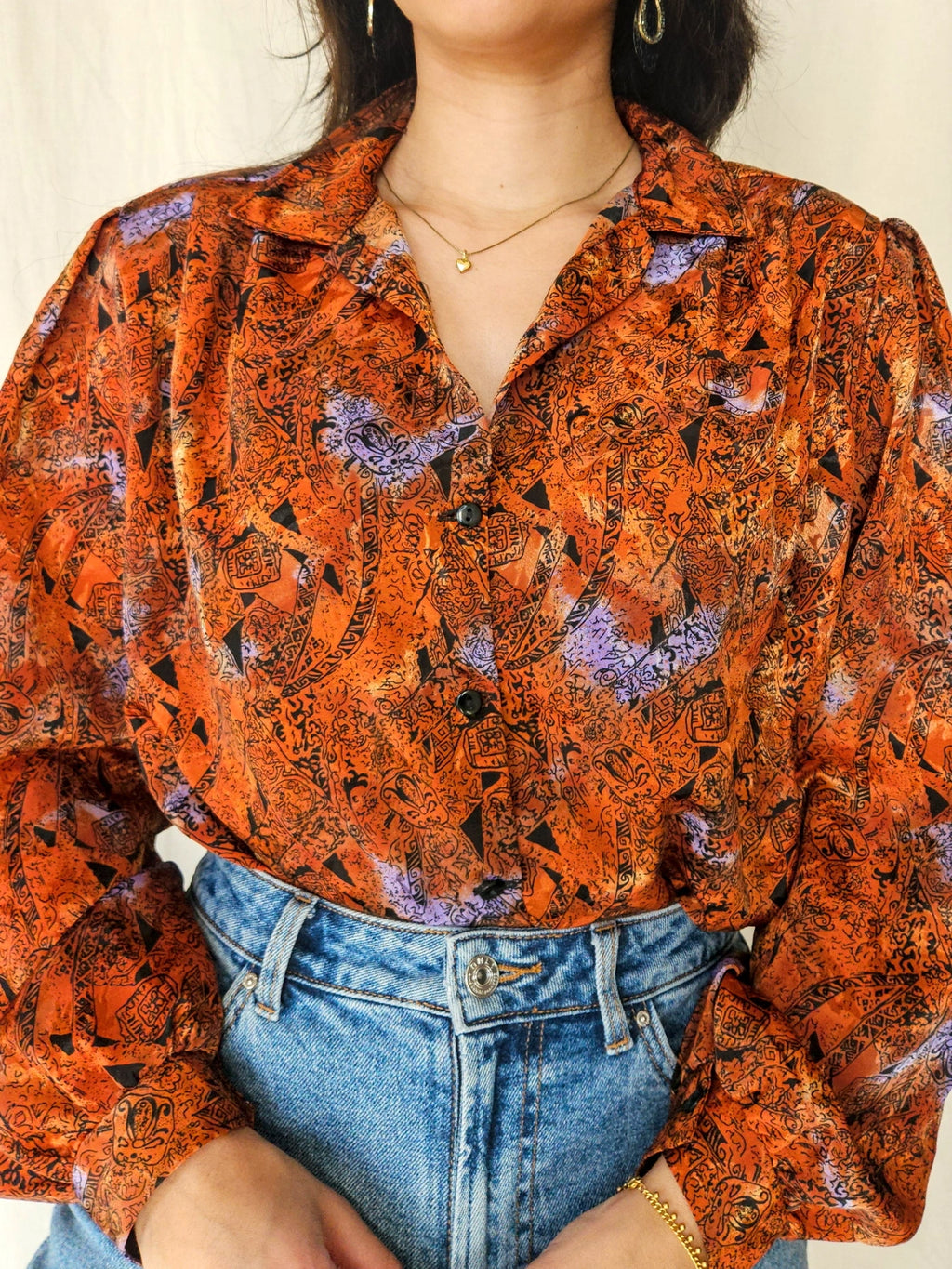 Birdy - dark orange vintage blouse | M