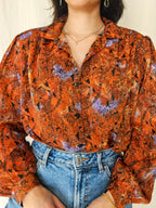 Birdy - dark orange vintage blouse | M