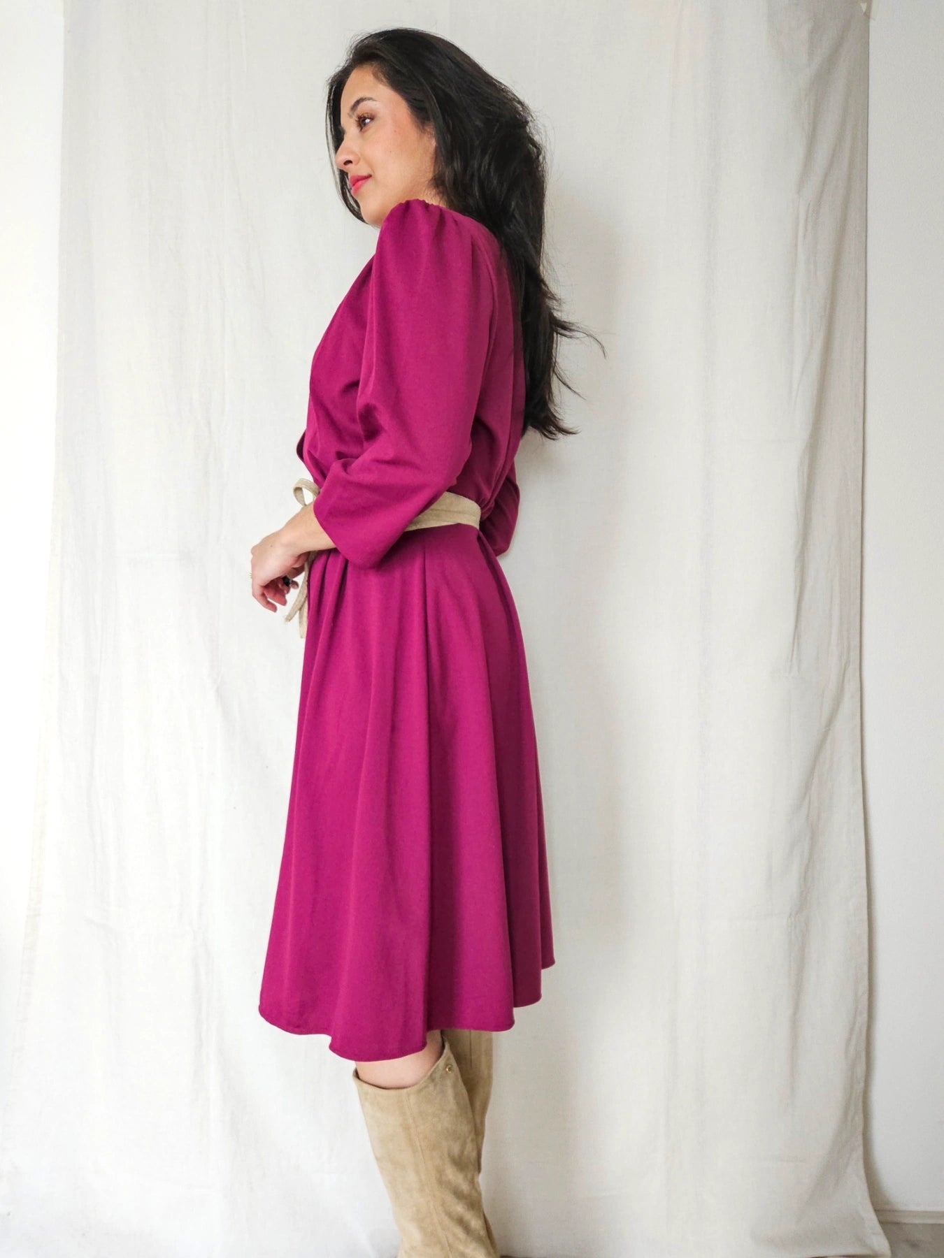 Lune - paarse vintage jurk | L