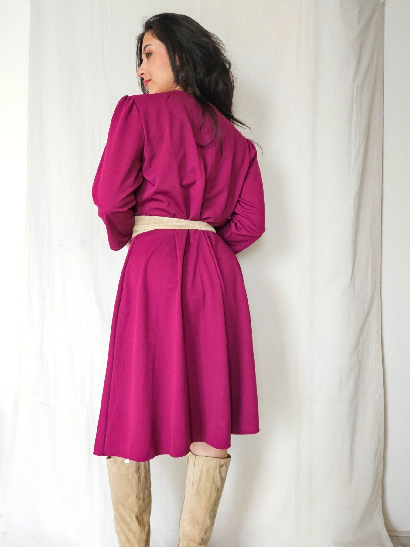 Lune - paarse vintage jurk | L