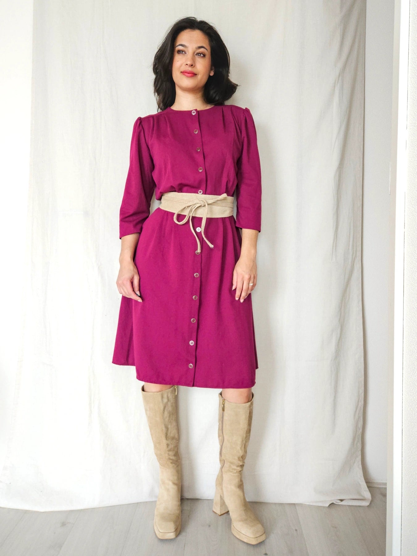 Lune - paarse vintage jurk | L