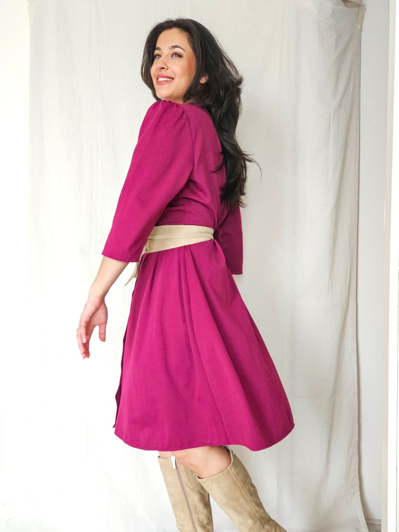 Lune - paarse vintage jurk | L