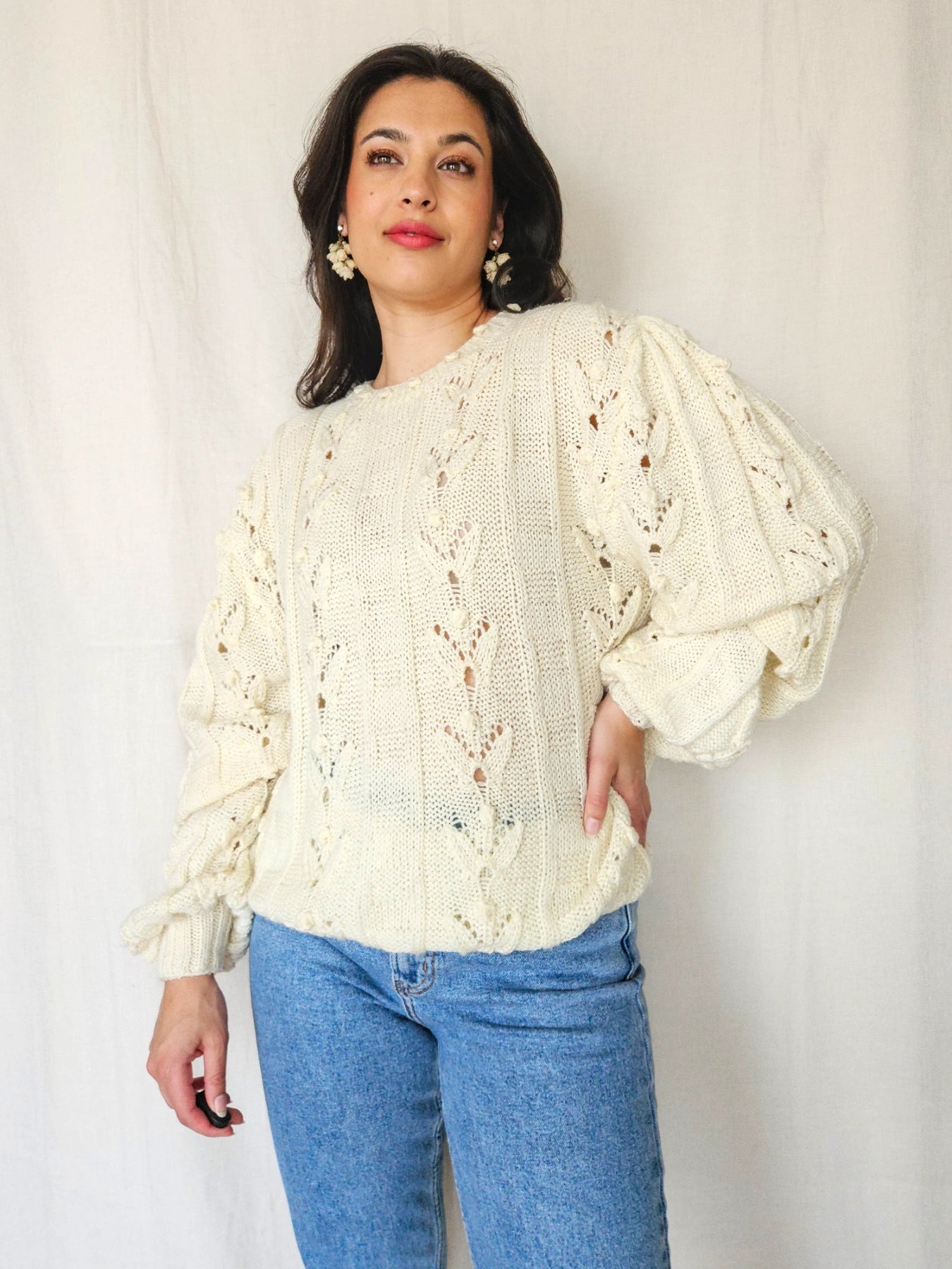 Selene - handgebreide vintage trui, wol | XXL