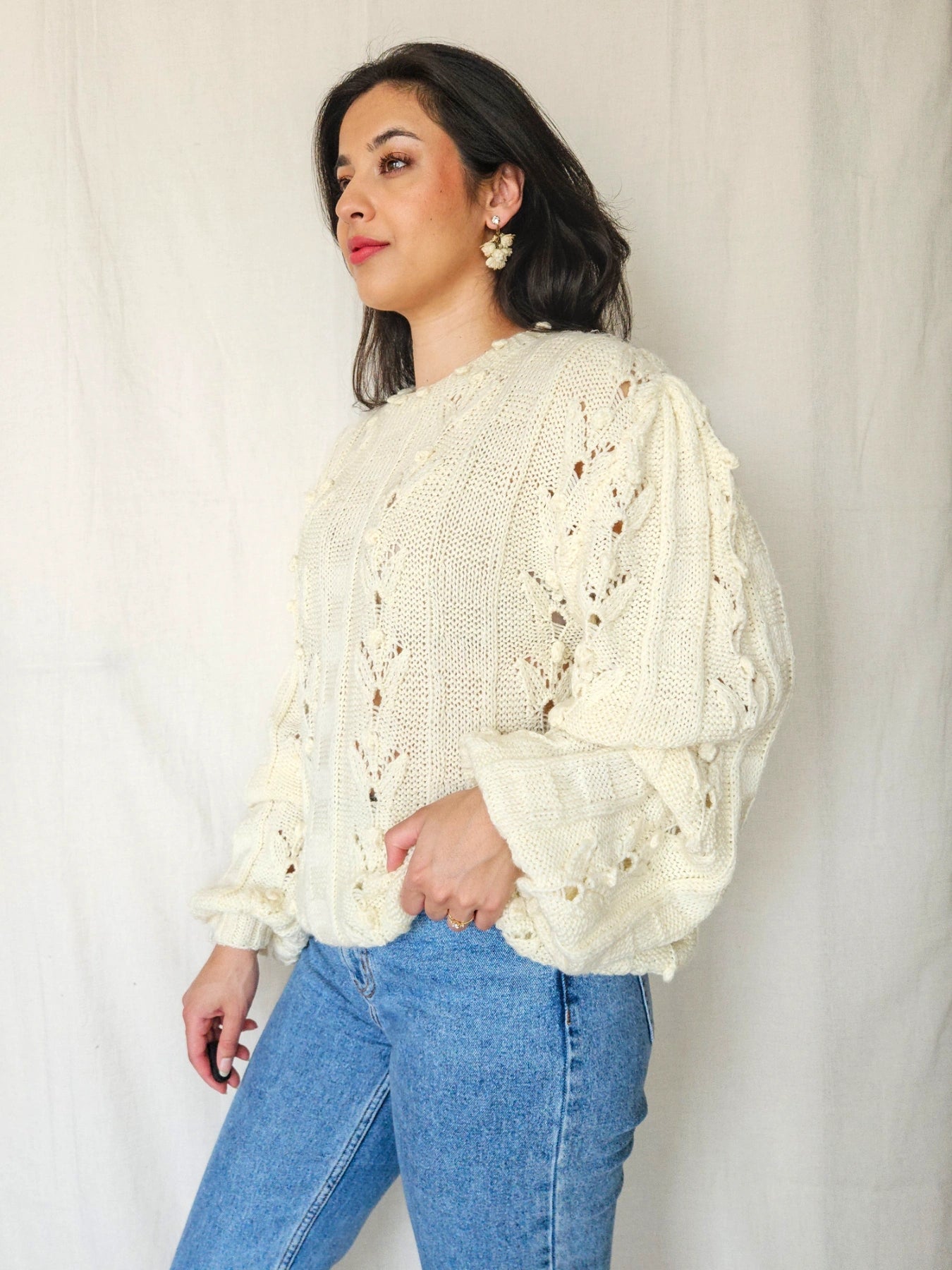 Selene - handgebreide vintage trui, wol | XXL