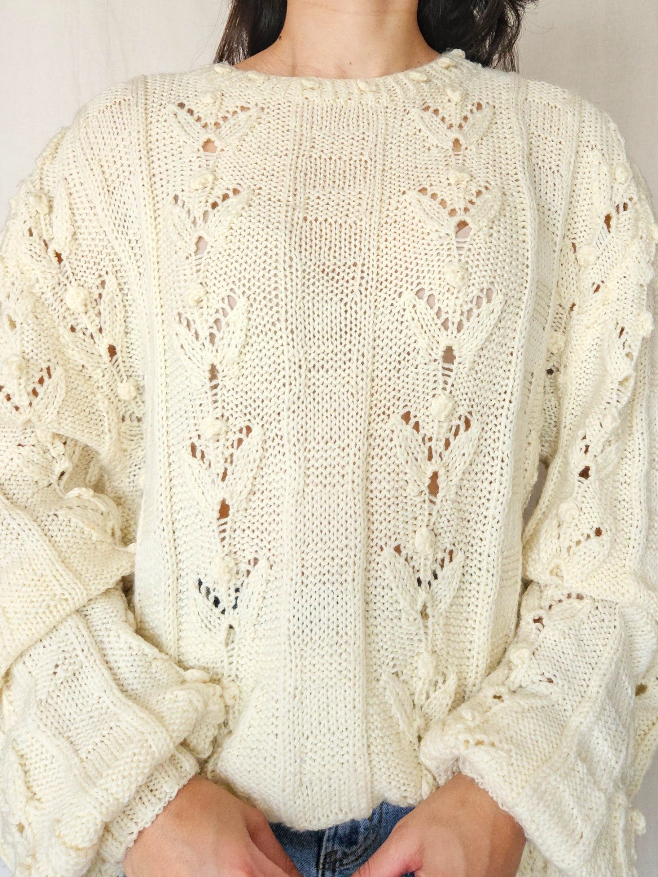 Selene - handgebreide vintage trui, wol | XXL