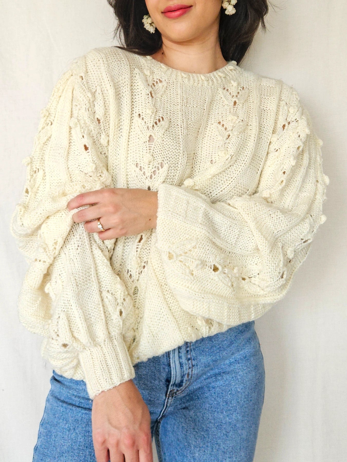 Selene - handgebreide vintage trui, wol | XXL