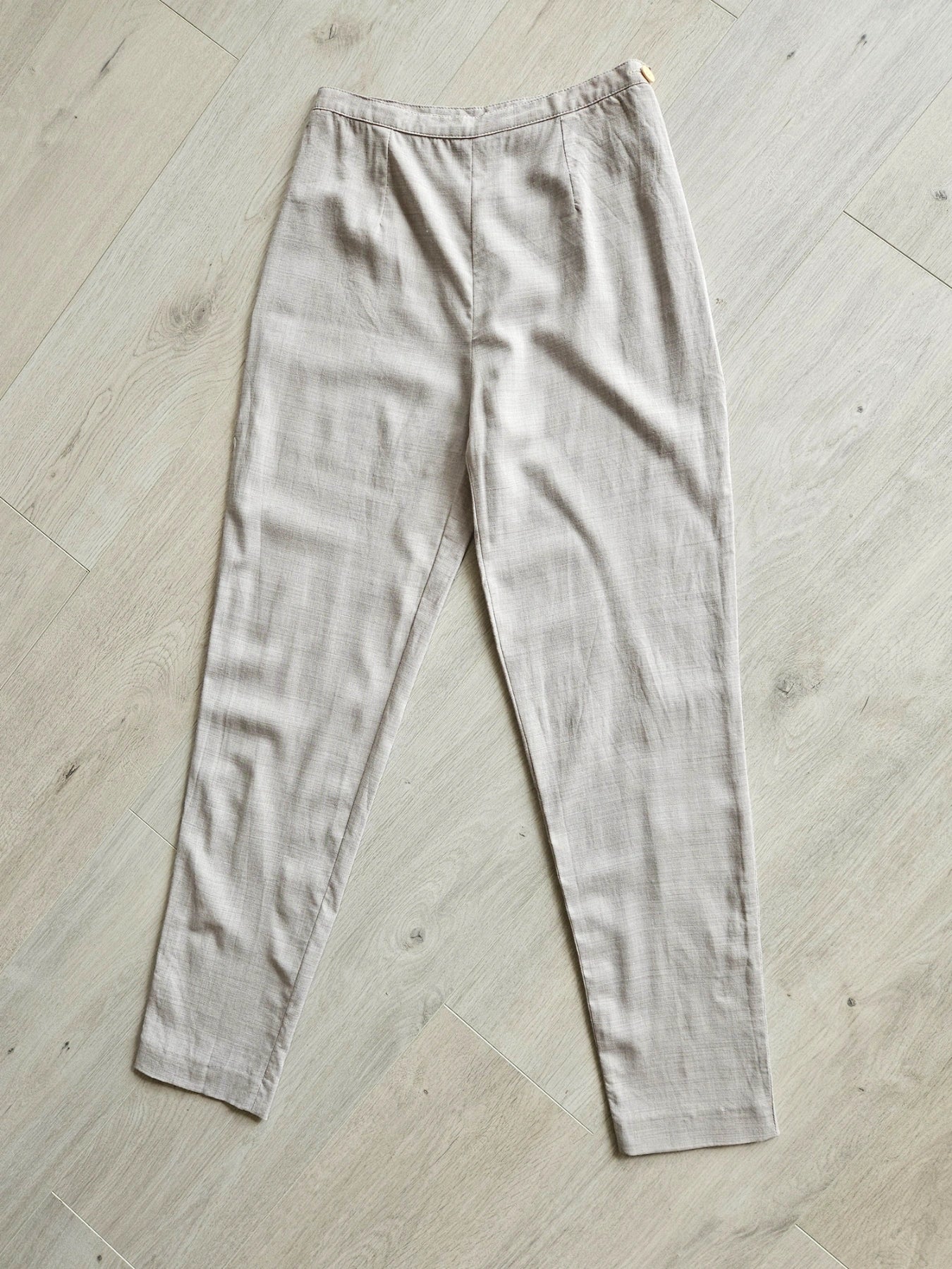 Mette - lichtgrijze vintage pantalon, linnenmix | S