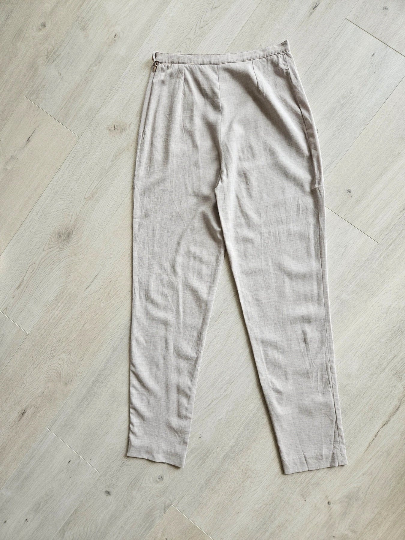 Mette - lichtgrijze vintage pantalon, linnenmix | S