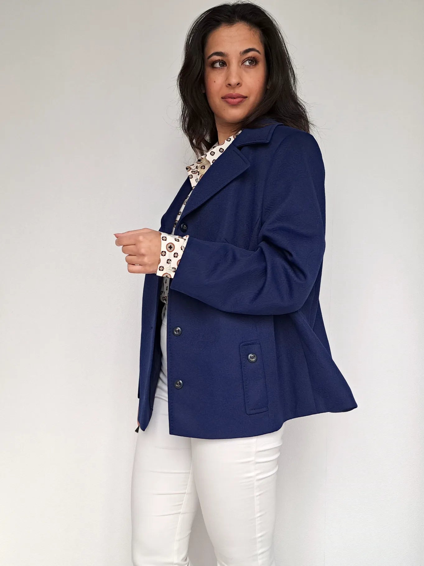 donkerblauwe vintage blazer