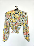 80s vintage blouse met bloemen | XL