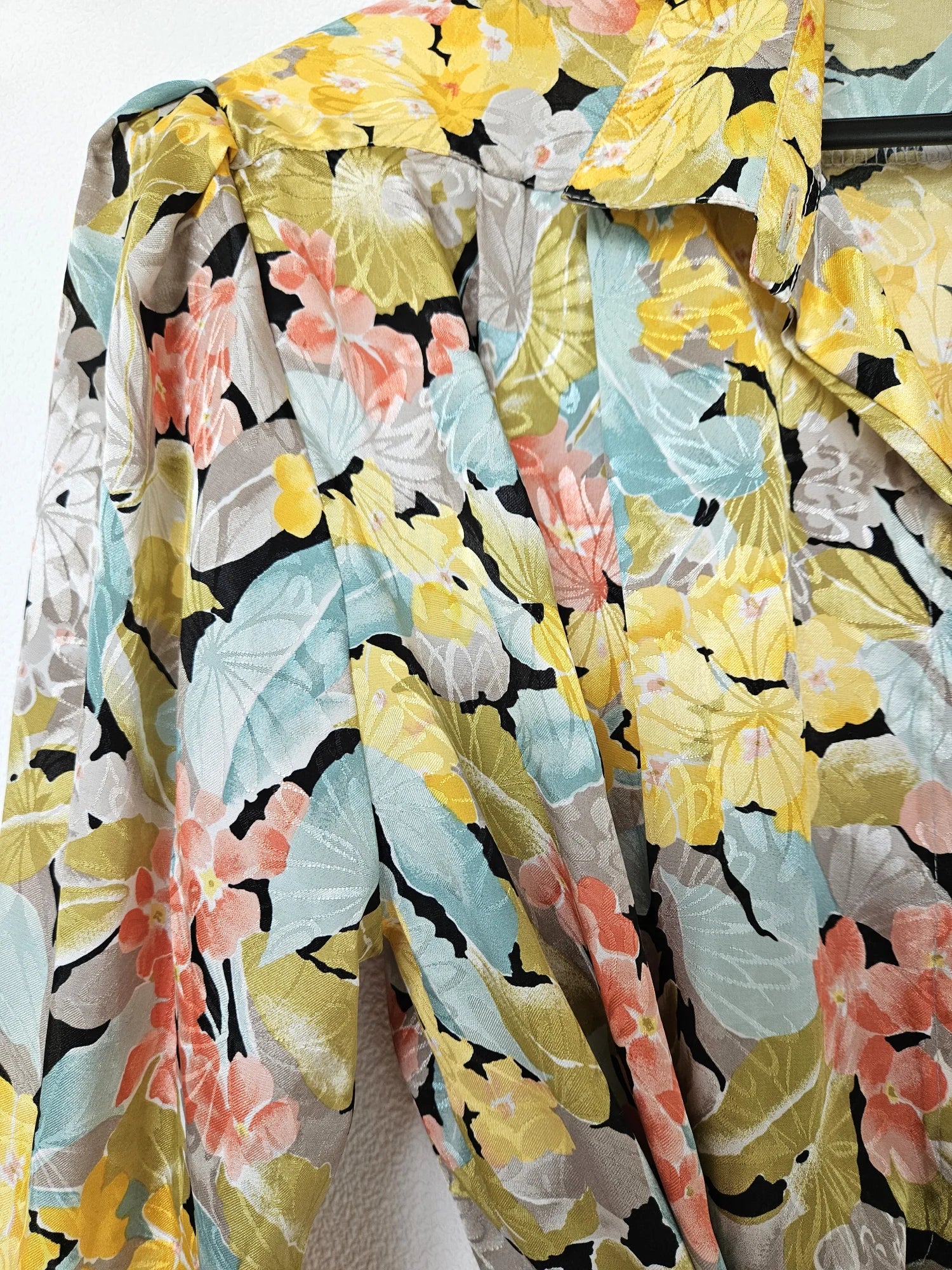 80s vintage blouse met bloemen | XL