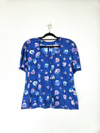 Jaren 80 blauwe vintage blouse
