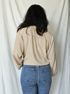 Beige vintage blouse met kraagje | XL