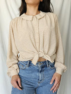 Beige vintage blouse met kraagje | XL