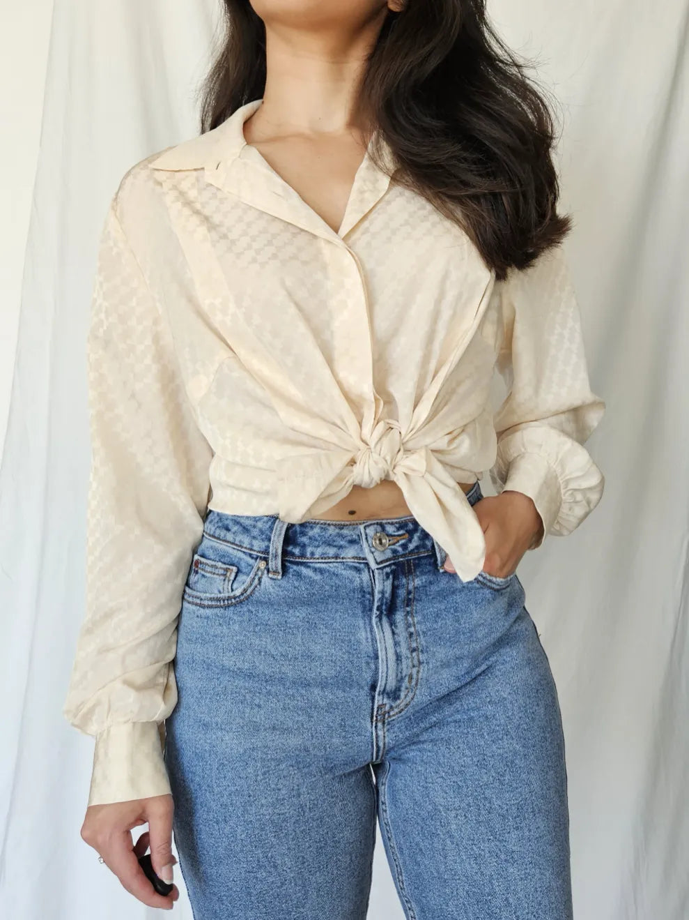Beige vintage blouse | L