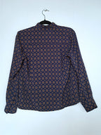 donkerblauwe blouse met print
