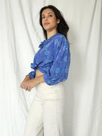 Funky vintage blouse met cirkels | L