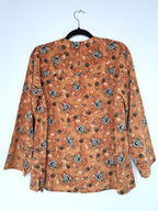 bruine blouse met bloemenprint