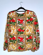 blouse met gouden print