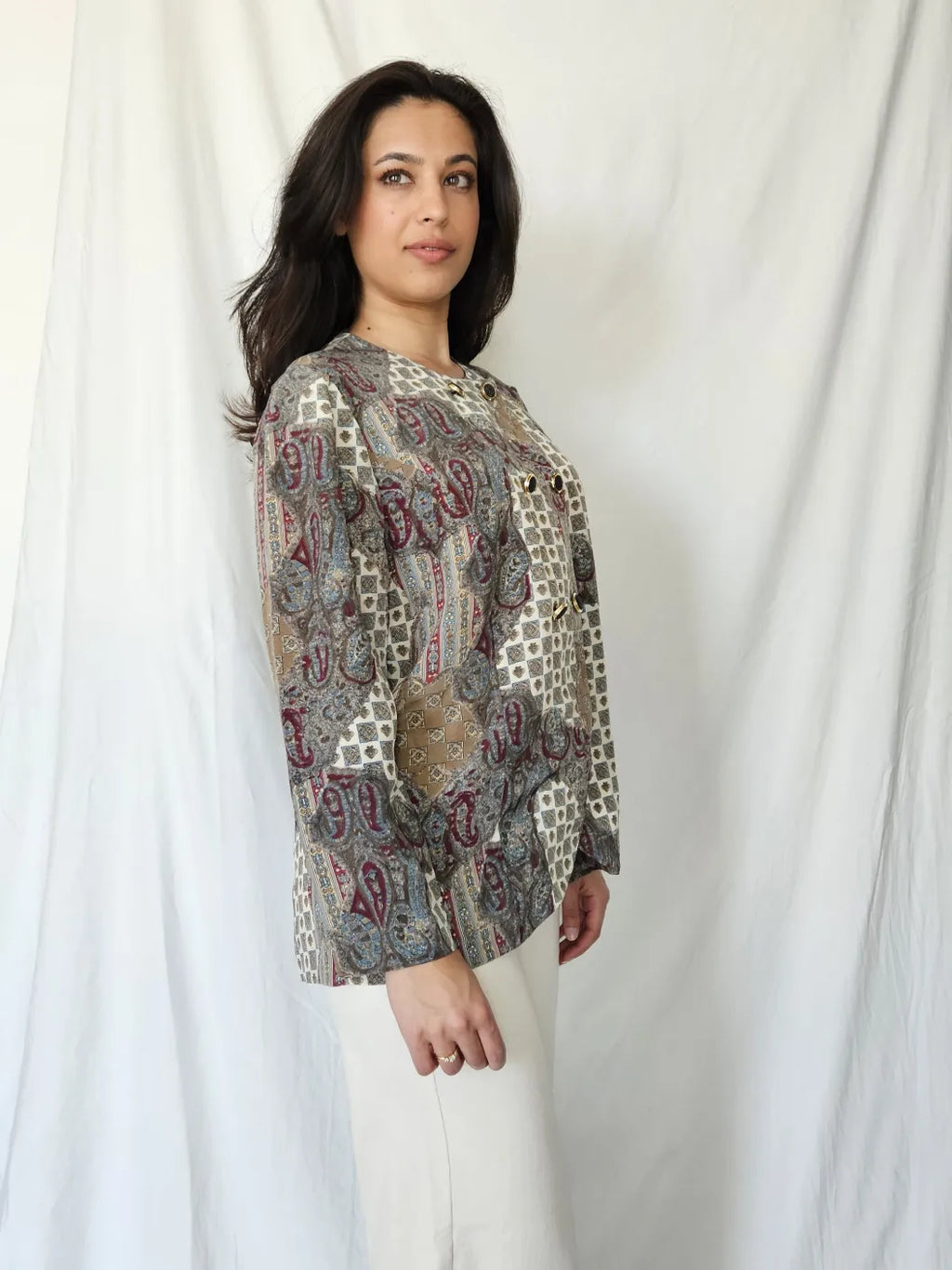 Vintage blouse met bijzondere prints | L