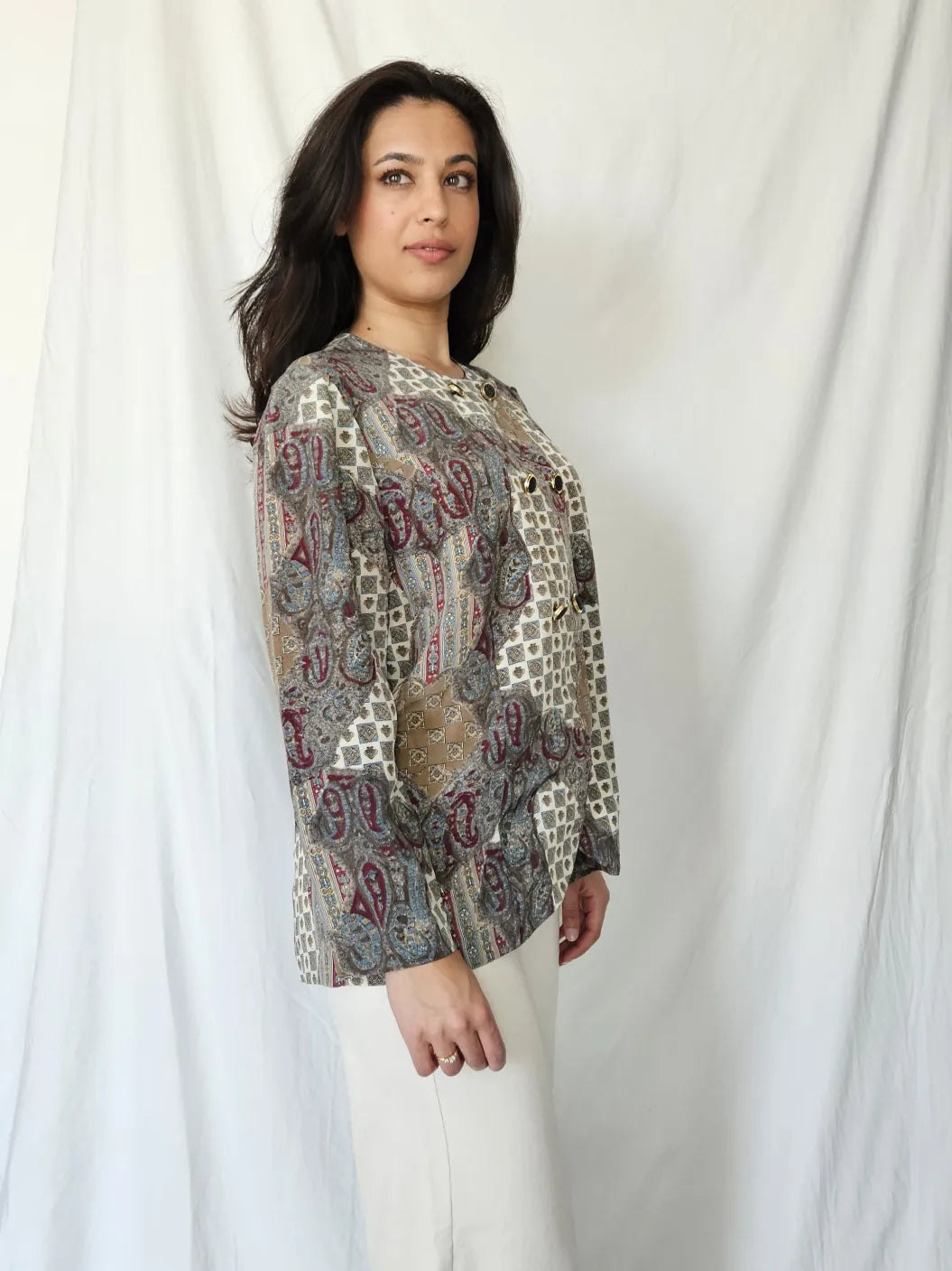 Vintage blouse met bijzondere prints | L