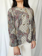 Vintage blouse met bijzondere prints | L